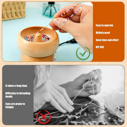 Bead Stringing Machine Electric Wooden Spinner Craft Tool Back To School 2025 Quick Bracelet Necklace Maker