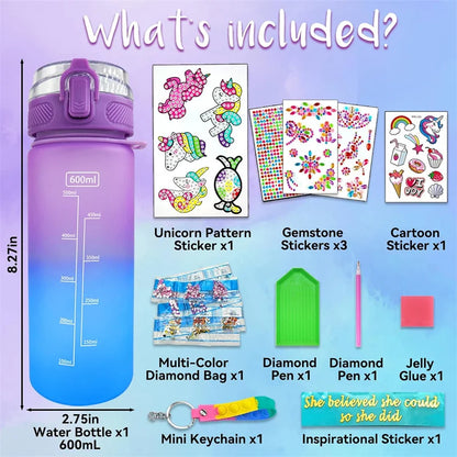DIY Mermaid & Unicorn Water Bottle Craft Kits for Girls - Fun Arts and Crafts Birthday Gift with Fidget Keychain