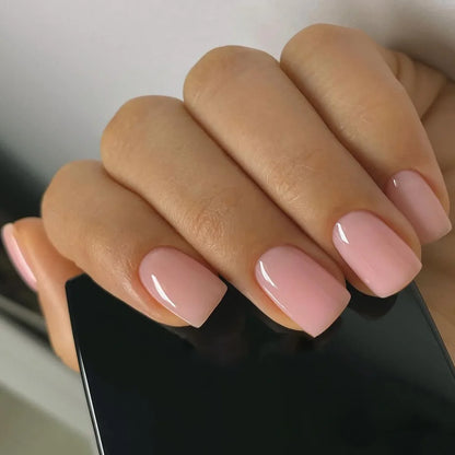 Press On Nails Short Square White Minimalist False Nail Tips Set Spring 2026 Reusable