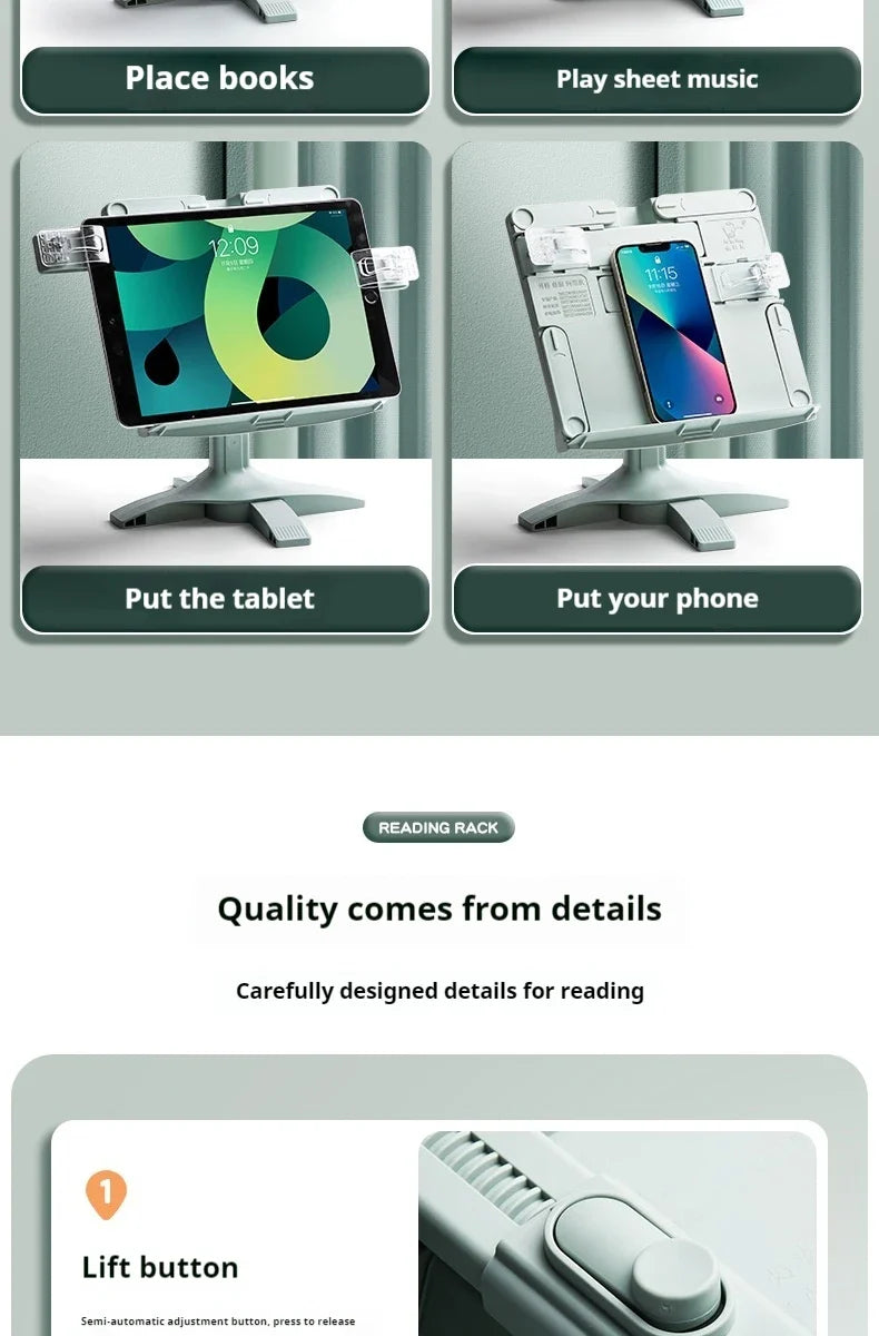 Reading Book Stand Adjustable Rotating Tablet Holder
