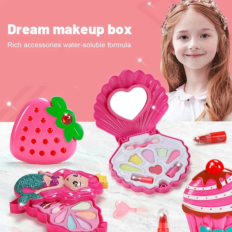 Princess Makeup Toy Set for Kids - Pretend Play Cosmetics with Lipstick & Eyeshadow for Parties