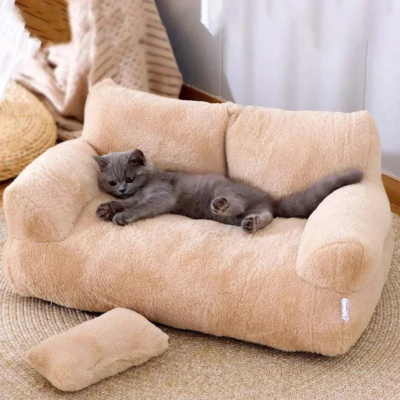 Cat Bed Sofa Style Plush Pet Nest Winter 2025 Cozy Warm Lounger, Safe Snuggle Spot For Small Pets