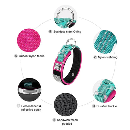 Dog Collar Reflective Personalized Padded Collar Large Dogs Night Walk Fall 2025 Breathable Quick Release Safety