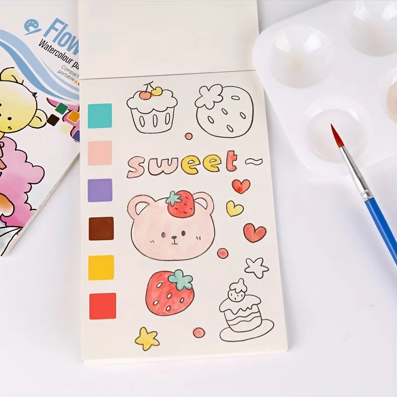 Watercolor Painting Book With Pen Self Contained Water Colors Art Kit For Kids Back To School 2025 Gift