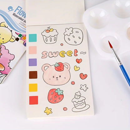 Watercolor Painting Book With Pen Self Contained Water Colors Art Kit For Kids Back To School 2025 Gift