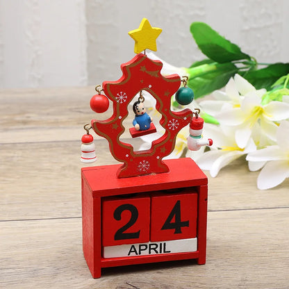 Christmas Wooden Countdown Calendar Ornament Tabletop Decor