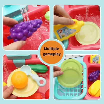 Kids Play Kitchen Sink Set with Water Circulation System for Educational Role Play and Imaginative Fun