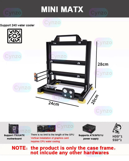 Open Frame ATX PC Case Rack Modular Water Air Cooling