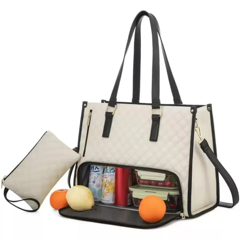 Insulated Lunch Bag Black Shoulder Laptop Bag 2-in-1 Large Capacity Back to School 2026 Gift