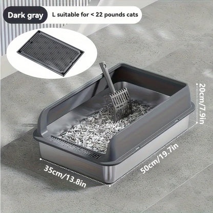 KEMORELA Extra Large Stainless Steel Cat Litter Box – Semi-Enclosed Leak-Proof High-Sided with Mat 2026