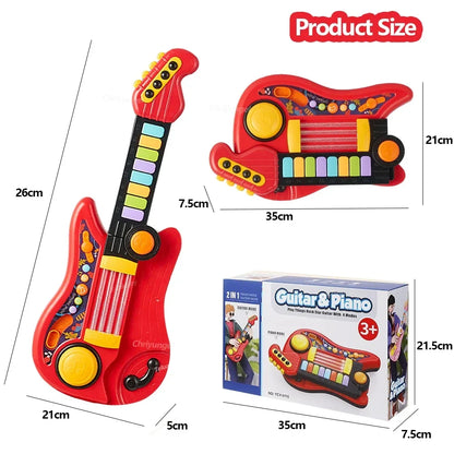 Multifunctional 3-in-1 Musical Toy for Kids - Folding Guitar, Piano, and Drum Set, Perfect Birthday Gift for Boys and Girls Age 3+