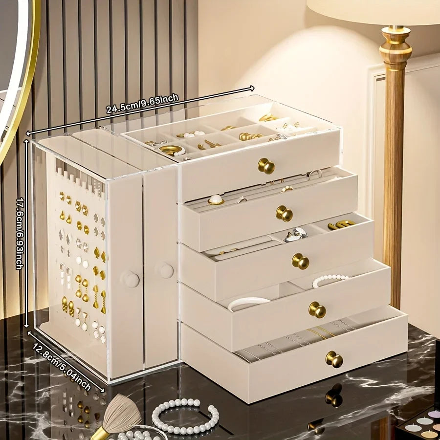 Jewelry Organizer 7-Layer Transparent Drawer Box High Capacity Storage Earrings Necklaces Rings Case Holiday Gifts 2026