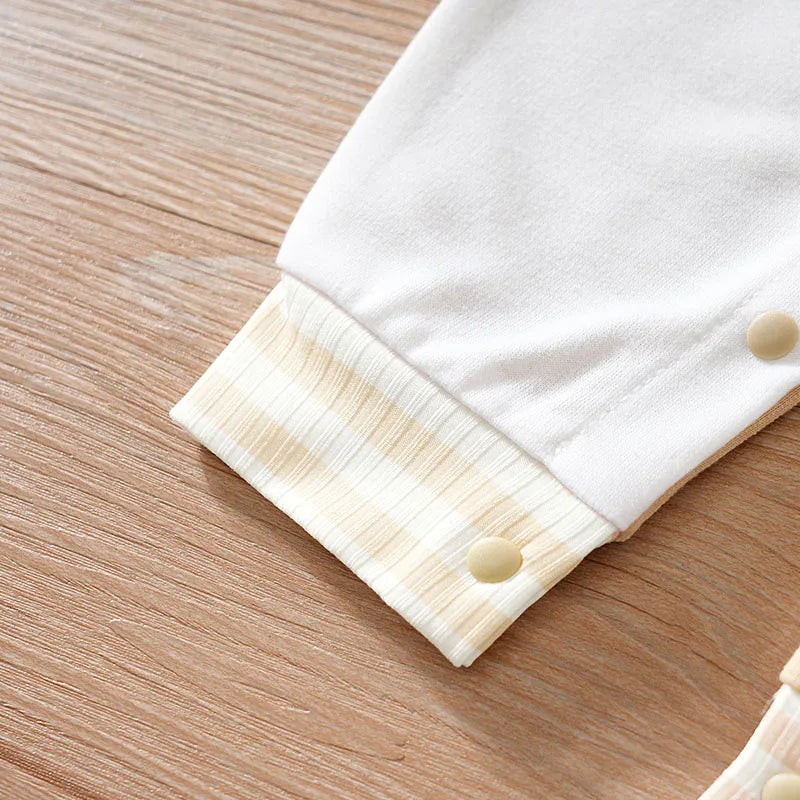 Back or secondary profile shot of the baby boys cartoon baseball jumpsuit