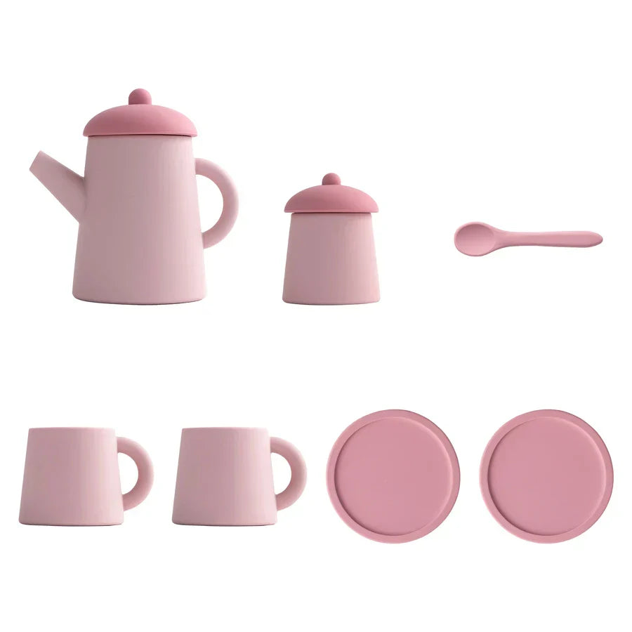 Miniature Tea Set Soft Silicone Pretend Play Tableware Kids Toy Back To School 2025 Imaginative Play Gift