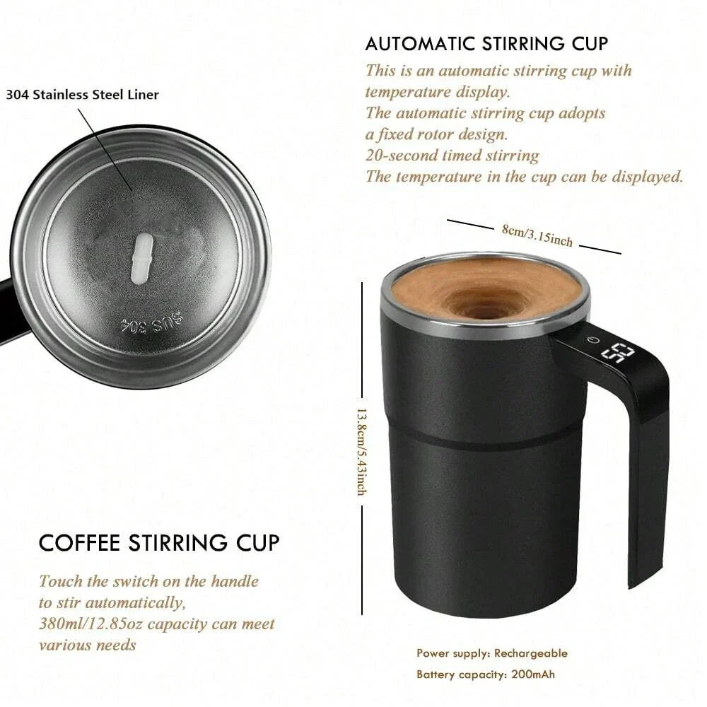 Self Stirring Mug 380ML Stainless Steel Interior USB Rechargeable Electric Coffee Cup Back To Work 2025 IP67 Waterproof