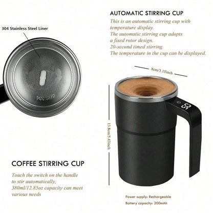 Self Stirring Mug 380ML Stainless Steel Interior USB Rechargeable Electric Coffee Cup Back To Work 2025 IP67 Waterproof