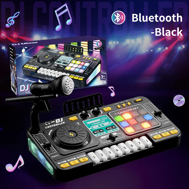 Kids DJ Mixer Toy With Microphone, Multifunctional Electronic Music Controller Educational Birthday Gift Fall 2025