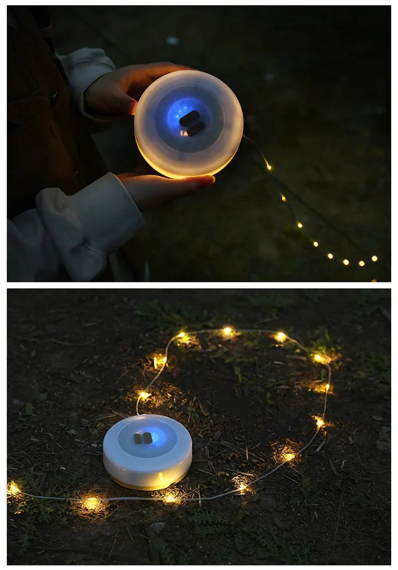 2-in-1 LED Reel Camping String Light – USB Rechargeable Portable Atmosphere Lantern Garden Tent Decor 2026