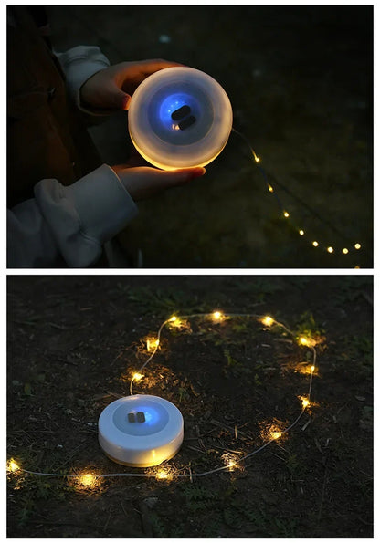 2-in-1 LED Reel Camping String Light – USB Rechargeable Portable Atmosphere Lantern Garden Tent Decor 2026