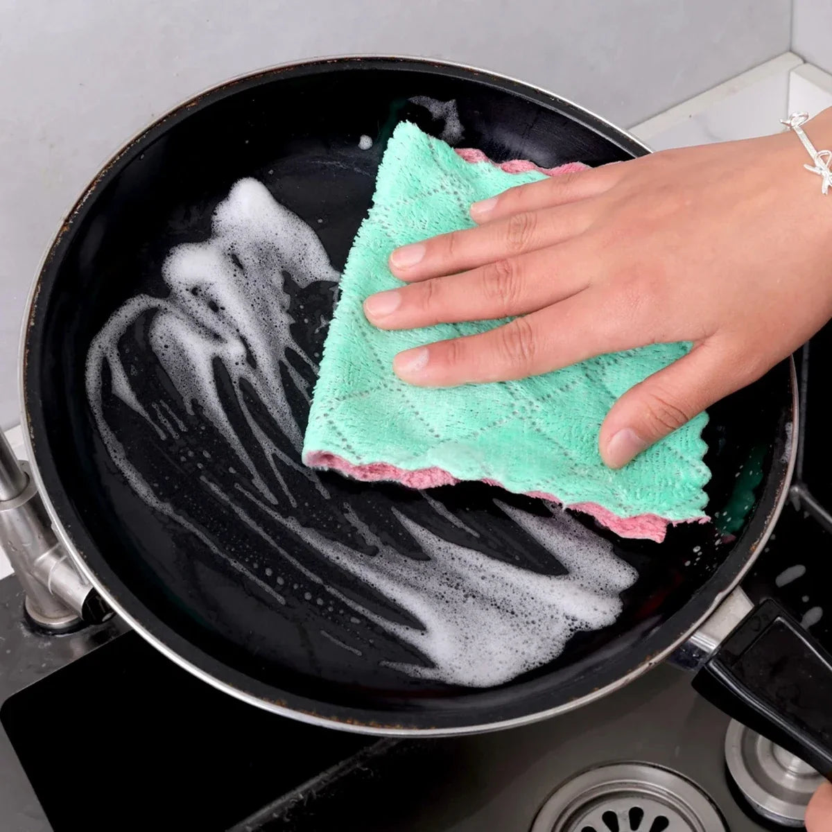 Reusable Cotton Dishwashing Cloths - 10-Pack Household Cleaning Towels in Random Colors