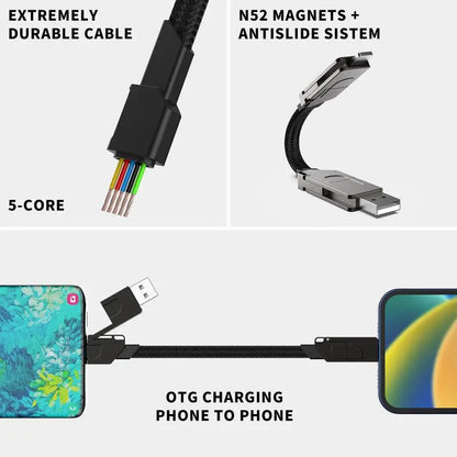 Magnetic Charging Cable Keychain – 60W USB-C PD & 18W QC Fast Charge, Multi-Connector, Spring 2026 Back to School