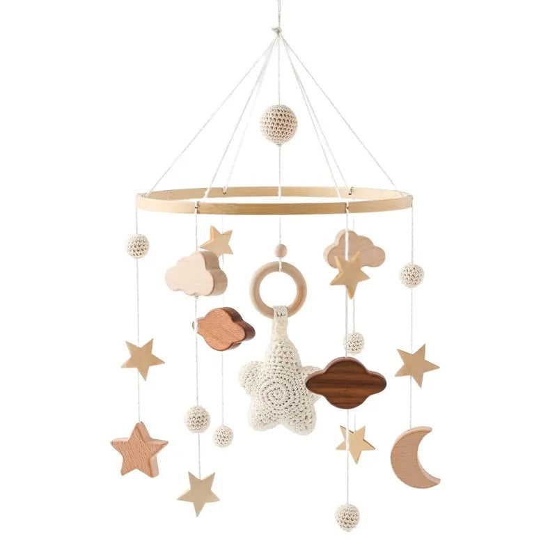 Baby Mobile Wooden Crib Hanging Toy Newborn Nursery Fall 2025 Soothing Music Developmental Gift