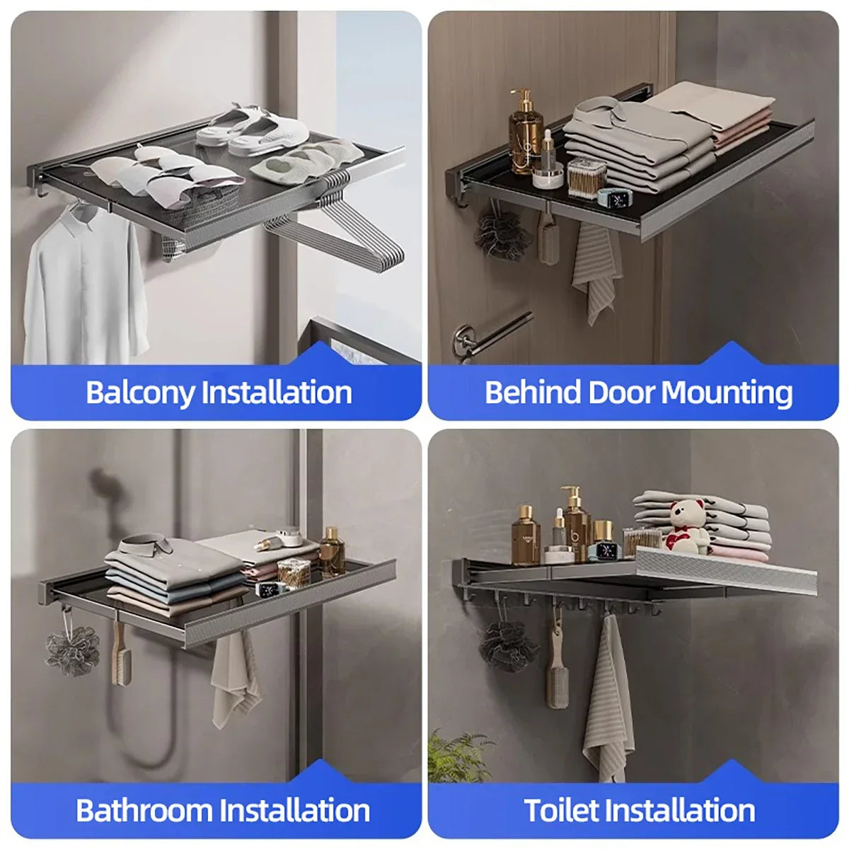 Foldable Clothes Rack Wall Mounted Drying Shelf Fall 2025 Balcony Bathroom Space Saving Corrosion Resistant