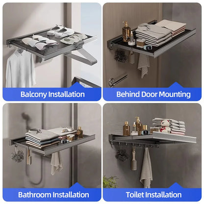 Foldable Clothes Rack Wall Mounted Drying Shelf Fall 2025 Balcony Bathroom Space Saving Corrosion Resistant