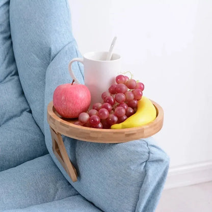 Bamboo Sofa Arm Tray Portable Couch Armrest Snack Holder