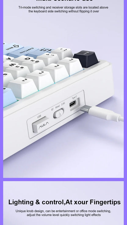 Gaming Mechanical Keyboard 75% Hot Swap RGB TFT Wireless