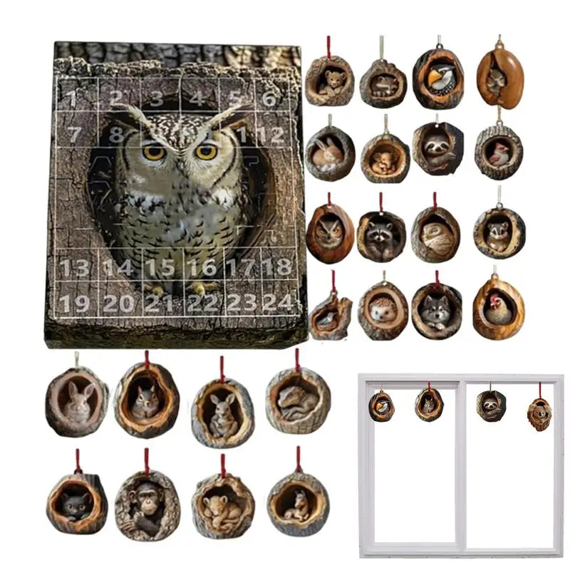 Advent Calendar Cat Countdown Hanging Tree Ornaments
