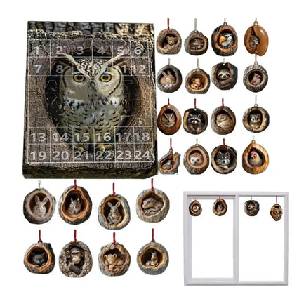 Advent Calendar Cat Countdown Hanging Tree Ornaments