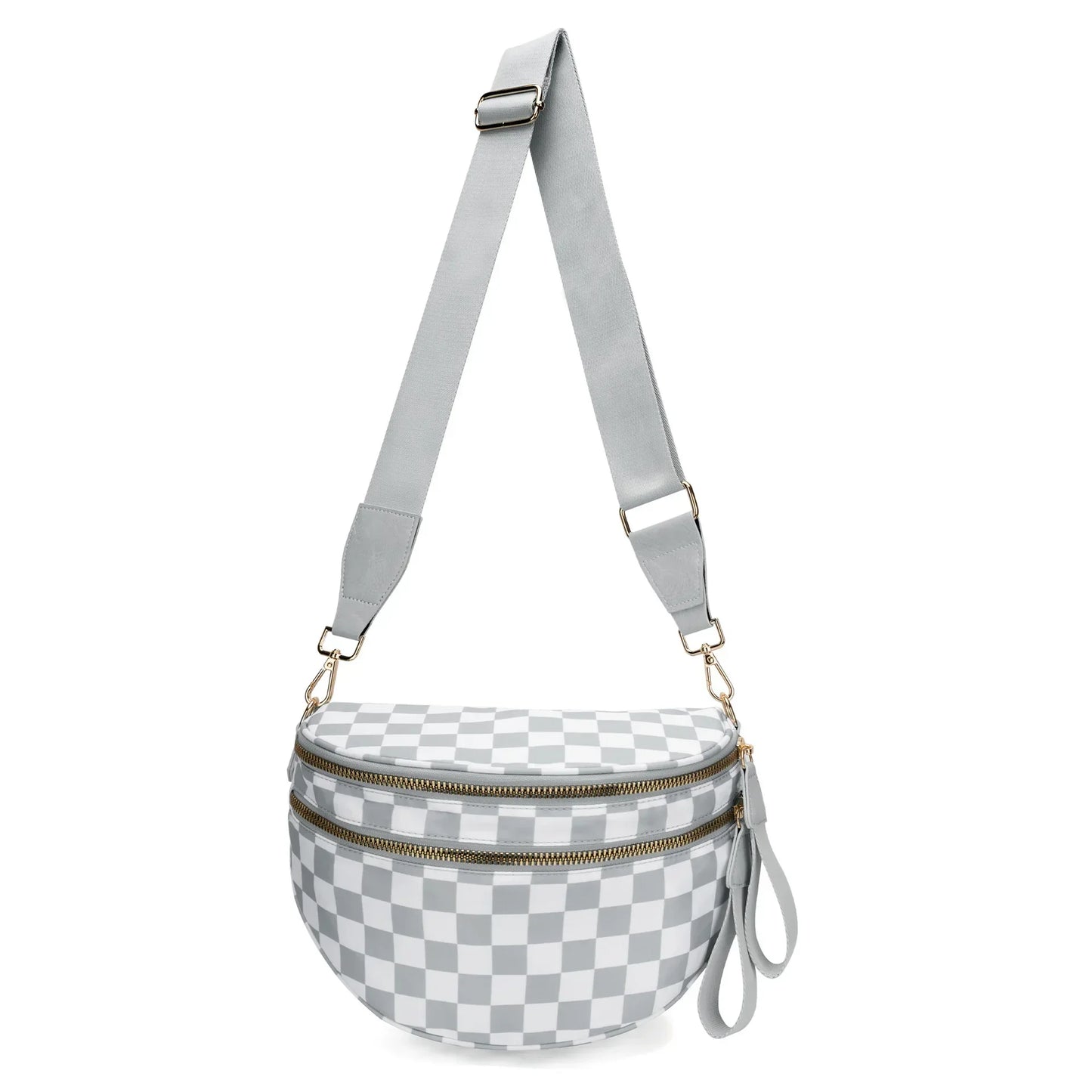 Casual women's checkered fanny pack – large capacity bum bag, adjustable crossbody mommy travel bag