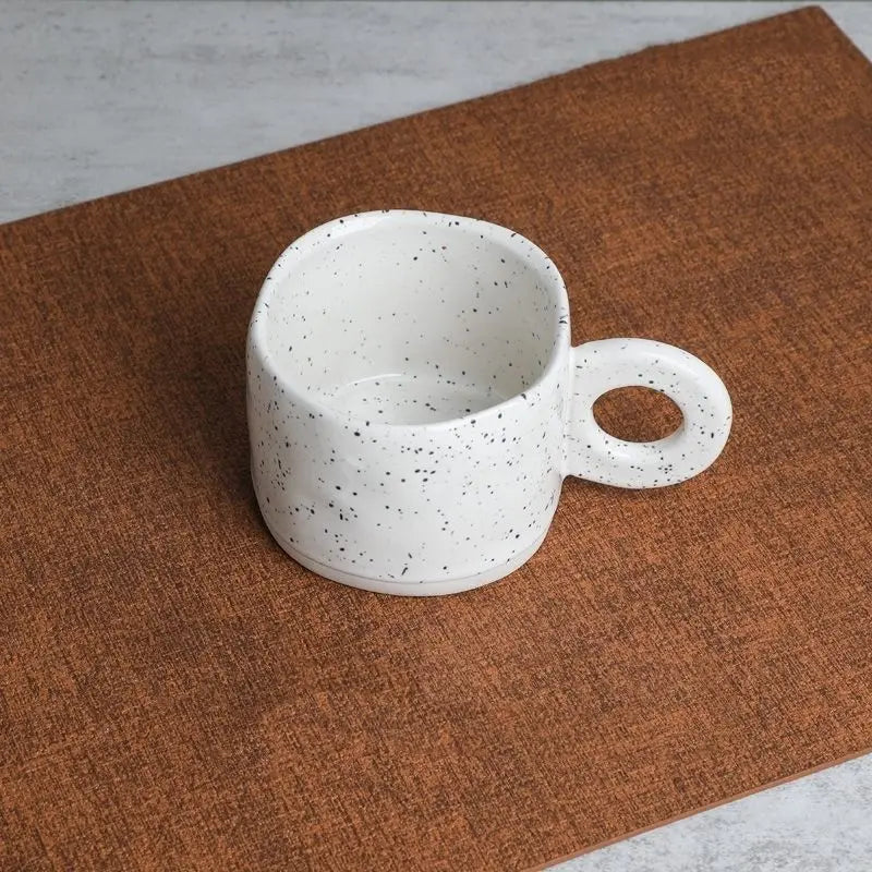 Ceramic Mug 300ml Porcelain Ring Handle Speckled Handmade Modern Coffee Cup Fall 2025 Cozy Gift