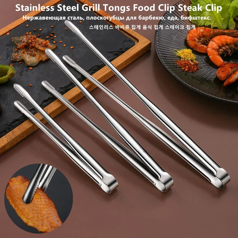 Stainless Steel BBQ Tongs Non-Slip Heat Resistant Grill Food Clip – Kitchen & Outdoor 2026