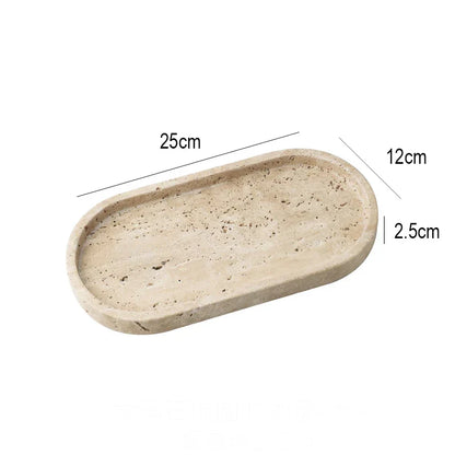 Vanity Tray Travertine Stone Minimalist Marble Style Tray Beige Organizer Fall 2025 Coffee Table Decor Gift