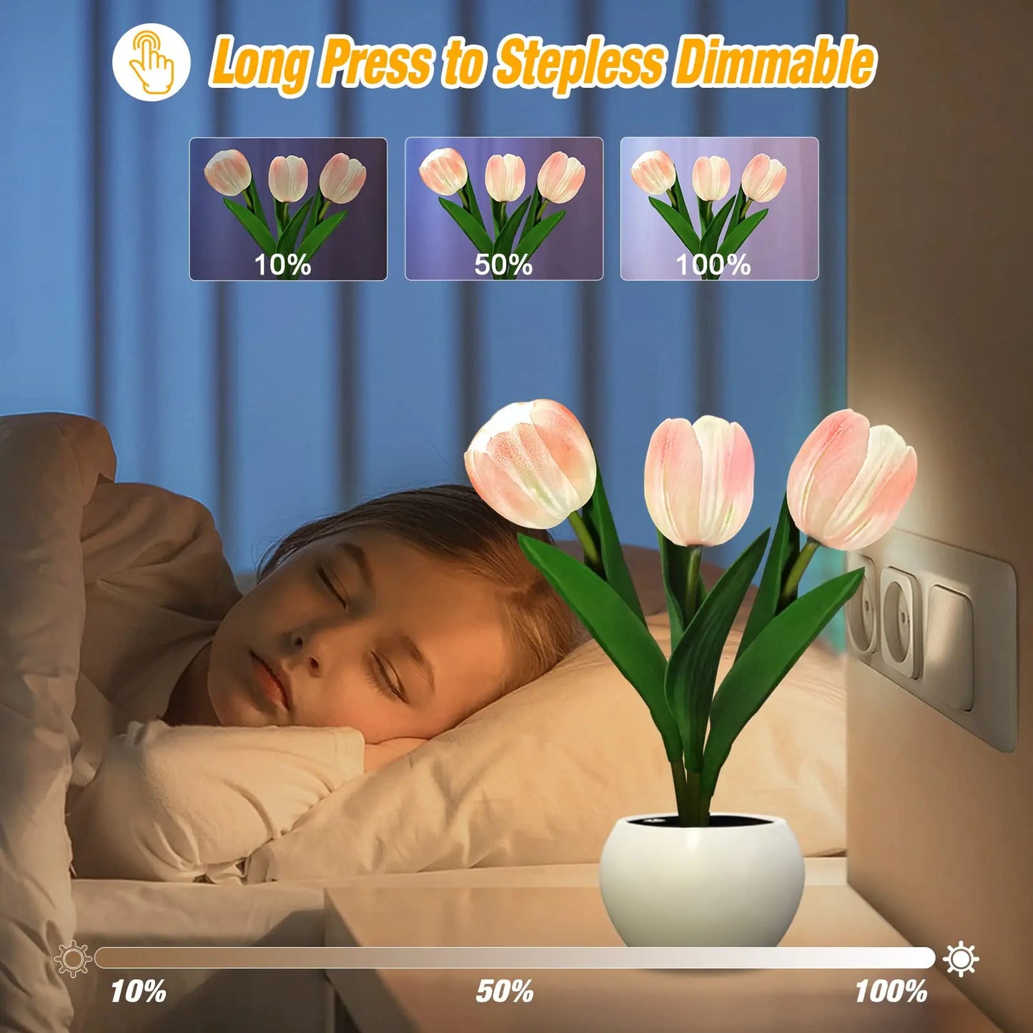 LED Night Light Tulip Table Lamp Romantic Ambient Flower Light Fall 2025 Home Decor Gift