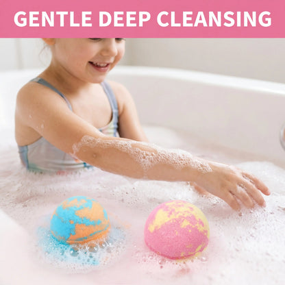 Kids Bath Bombs Set 6 Pcs Colorful Fizzy With Surprise Inside Moisturizing Formula Birthday Gift