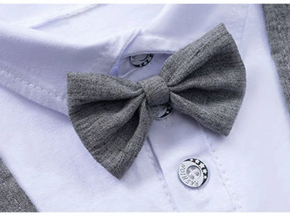 Occasion wear styling of the boys short sleeve shirt and shorts set - view 11