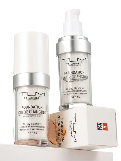 Color-Changing Liquid Foundation with SPF - Long-Lasting Waterproof Oil-Control Sunscreen Cream 30ml