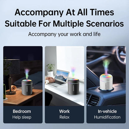 180ML Mini USB Aroma Diffuser - Electric Humidifier for Home, Car & Bedroom, Essential Oil Purifier with Mist Lights