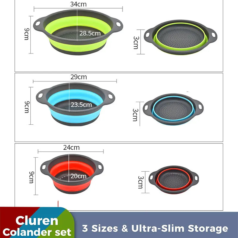 Foldable Colander Set Self-Draining Over Sink Kitchen Strainer Spring 2026 Easy Storage