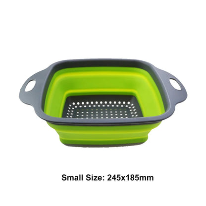 Silicone Folding Drain Basket 2-In-1 Collapsible Colander For Fruits And Vegetables Space-Saving Kitchen Tool Fall 2026