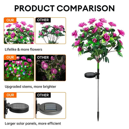 Solar Flower Lights Garden Decor LED Azalea Flowers Outdoor Yard Path Lighting 2026 Holiday Decor Gift Idea