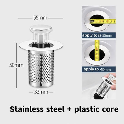 Pop-Up Drain Stopper Basin Hair Catcher Stainless Steel Filter Anti-Odor Fall 2026 Home Upgrade