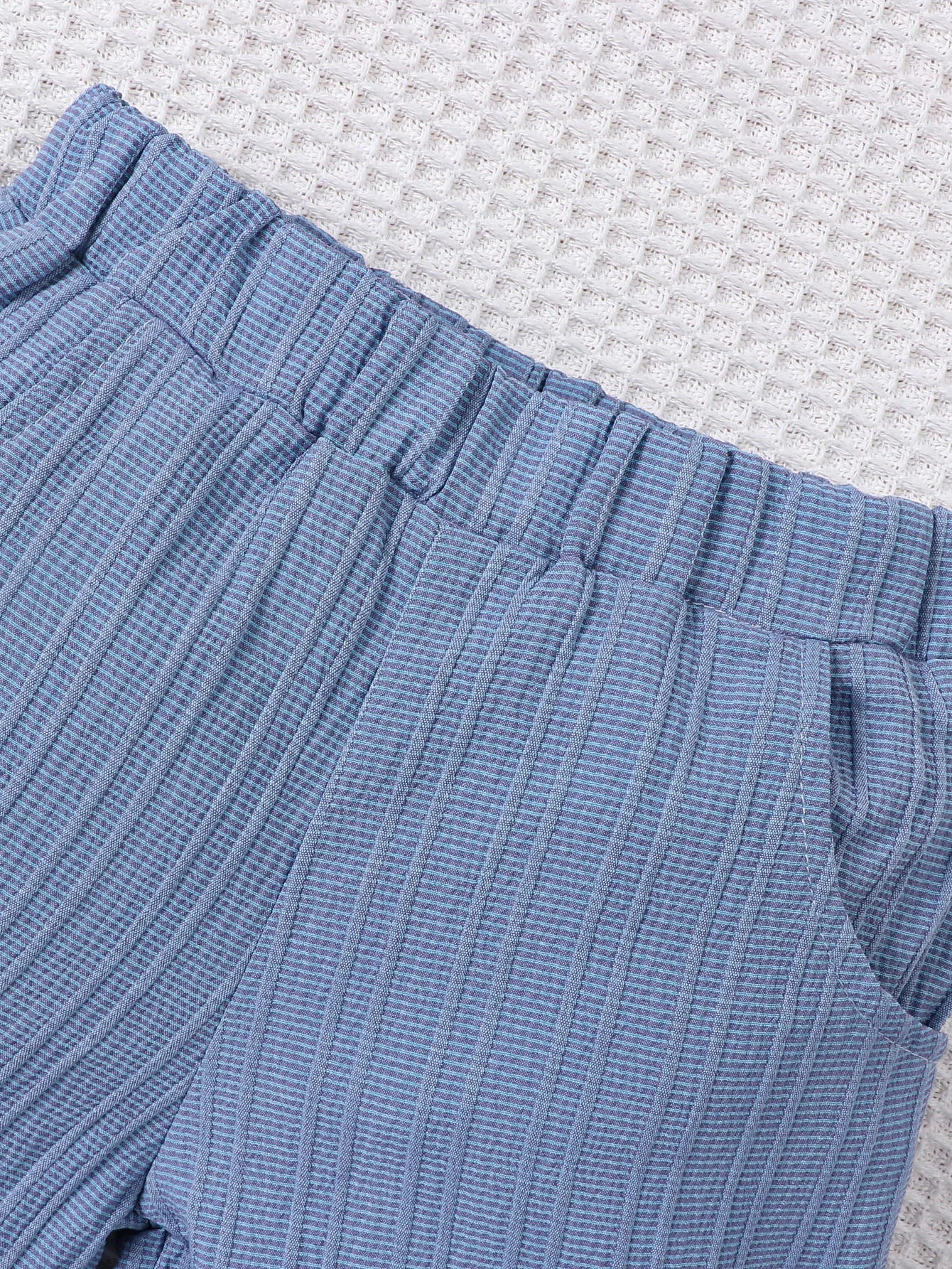 Different colour variation or layout view of the baby boys woven jacquard shirt and shorts set