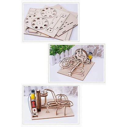 Marble Run Wooden 3D Mechanical Puzzle Kit Gear Driven Track STEM Toy Back To School 2025 Educational Gift