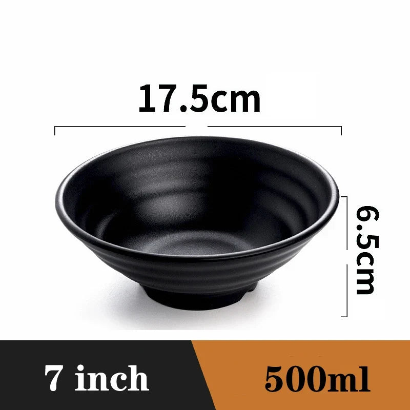 Ramen Bowl Black Plastic Japanese Style Noodle Bowl