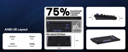 Mechanical Keyboard 75 Percent Hot Swap Gasket Mount Wired