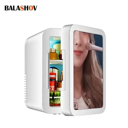 Mini Makeup Fridge 4L With LED Mirror Portable Cosmetic Cooler USB Dual Use Home Car Fall 2025 Keeps Skin Fresh